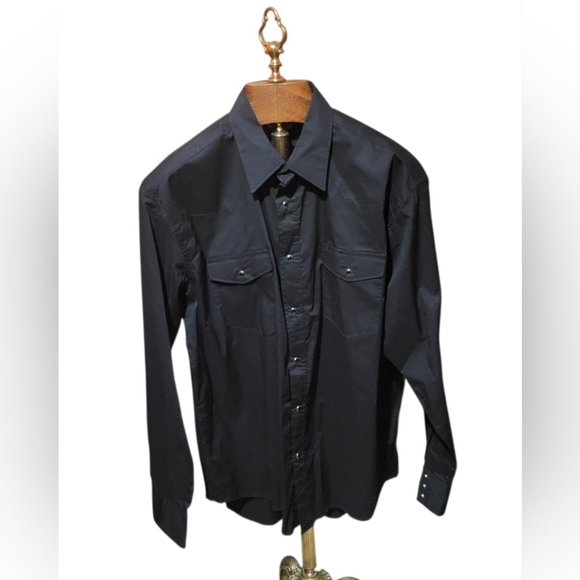Wrangler Other - Wrangler Mens Pearl Snap Black Button Down Western Shirt Size XL